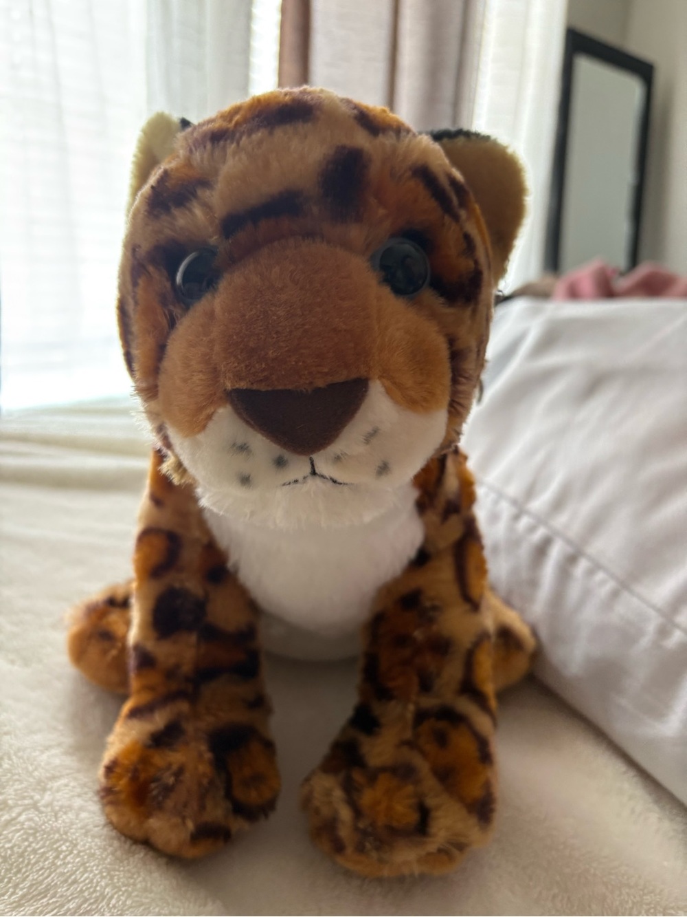 Plush Leopard Stuffed Animal - Brown and White Cuddly Toy